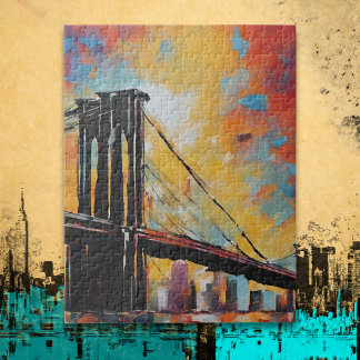 NYC Brooklyn Bridge Sunset Cityscape Legpuzzel
