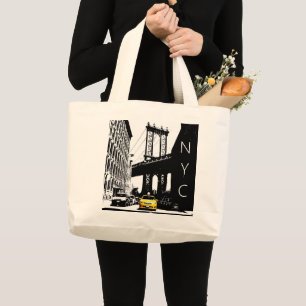 Nyc Brooklyn Yellow Taxi Nyc New York City Grote Tote Bag