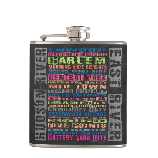 NYC Buurt Regenboog Heupfles (Voorkant)