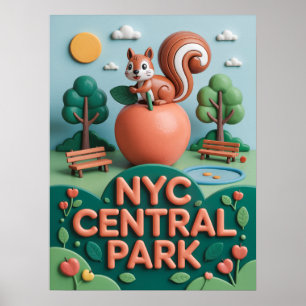 Nyc Central Park met spelende eekhoorn Poster