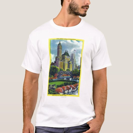 NYC Central Park Uitzicht of 5th Ave Hotels T-shirt (Voorkant)