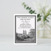NYC Central Pk Lake San Remo Etch SQ Save the Date Aankondigingskaart (Staand voorkant)