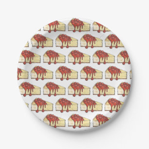 NYC Cherry Cheesecake Slice Dessert bakken Voedsel Papieren Bordje