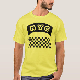 NYC Cutout met Taxi Checkerboard en Banner T-shirt