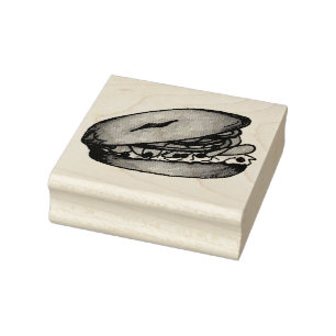 NYC Deli Bagel Cream Kaas Kappers Uien Lox Rubberstempel