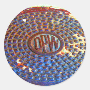 NYC DPW Manhole Hoesje Sticker