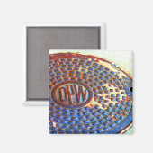 NYC DPW Manhole Hoesje vierkante magneet (Voorkant / Achterkant)