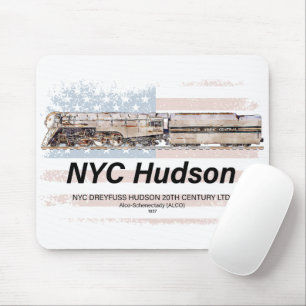 NYC Dreyfuss Hudson-locomotief. Amerikaanse vlag Muismat