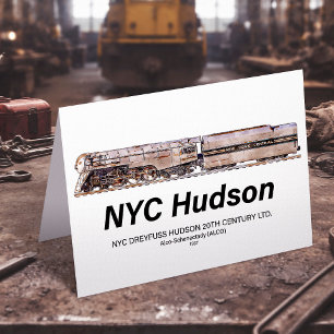 NYC Dreyfuss Hudson Stoomlocomotief. Profiel Bedankkaart