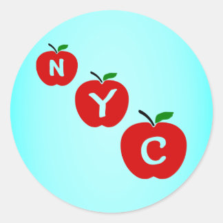 NYC Drie rode appels met steel en blad Ronde Sticker
