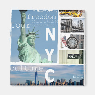 Nyc Elegant Modern New York City Sjabloon Square Magneet