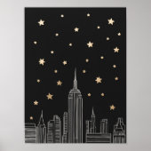 NYC Empire State Sketch I Starry Night Poster (Devant)