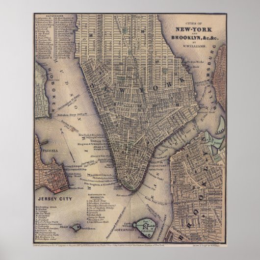  NYC en Brooklyn Map (1847) Poster (Voorkant)