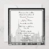 NYC ESB Skyline Etched Black Star Rehearsal Dinner Kaart (Achterkant)