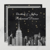 NYC ESB Skyline Etched Black Starry Rehearsal Din Kaart (Voorkant / Achterkant)