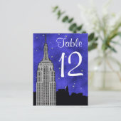 NYC ESB Skyline Silhouet Blu Sterrentafel nummer Briefkaart (Staand voorkant)