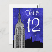 NYC ESB Skyline Silhouet Blu Sterrentafel nummer Briefkaart (Voorkant / Achterkant)