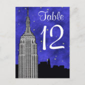 NYC ESB Skyline Silhouet Blu Sterrentafel nummer Briefkaart (Voorkant)