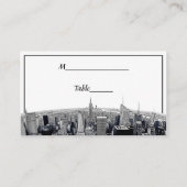NYC Etched Fisheye Skyline BW Purple Escort Cartes (Dos)