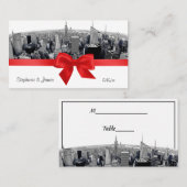 NYC Etched Fisheye Skyline BW Red Escort-kaarten Plaatskaartje (Voorkant / Achterkant)