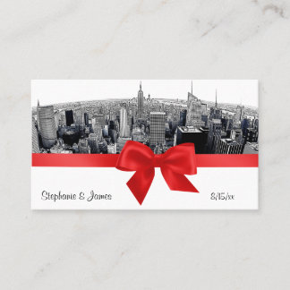 NYC Etched Fisheye Skyline BW Red Place Cartes #2