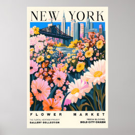 NYC Flower Market Art Print Urban Floral Cityscape