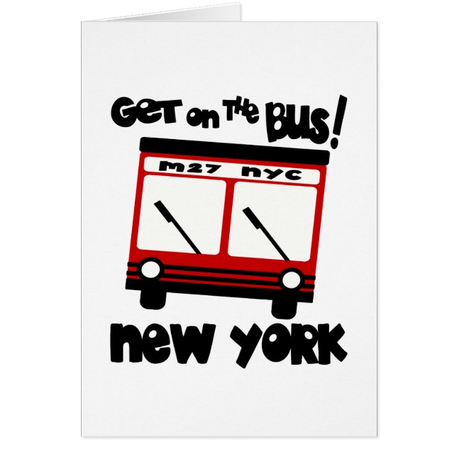 NYC, ga op de bus met rode hybride bus (Voorkant)