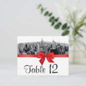 NYC geëtst Fisheye Skyline BW Rood Tafelnummer (Staand voorkant)