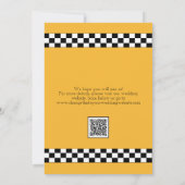 NYC gele Checker cabinestijl Save The Date (Achterkant)