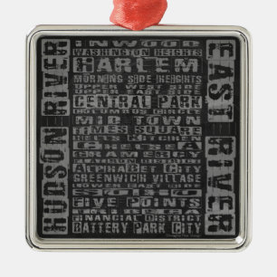 NYC Groeit grijs Metalen Ornament