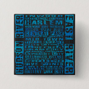 NYC-groepen blauw Vierkante Button 5,1 Cm