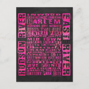 NYC-groepen Hot Pink Briefkaart