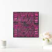 NYC-groepen Hot Pink Vierkante Klok (Huis)