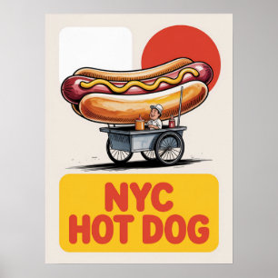 NYC Hotdog Straatverkoper Manhattan Eten Kunst Poster