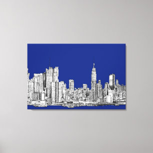 NYC inktkoninklijk blauw Canvas Afdruk