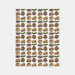 NYC Jewish Deli Foods Bagel Reuben Blintz Knish Fleece Deken