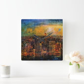 NYC-kleurendruk Vierkante Klok (Huis)