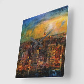 NYC-kleurendruk Vierkante Klok (Hoek)