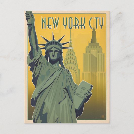 NYC - Lady Liberty - Geel Briefkaart (Voorkant)