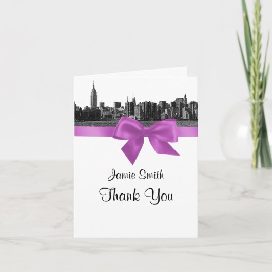 NYC Large Skyline Etched BW Lilac Merci #2 (Devant)