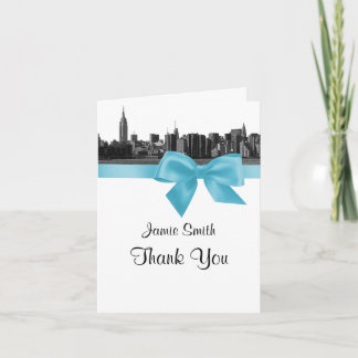 NYC Large Skyline Etched BW Lt Merci bleu #2