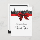 NYC large Skyline Etched BW Merci rouge foncé (Devant / Derrière)