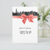 NYC large Skyline Etted BW Coral RSVP #2 (Debout devant)