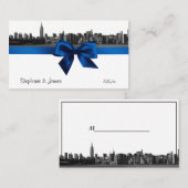 NYC Large Skyline Etted BW Royal Bl Cartes de Plac (Devant / Derrière)