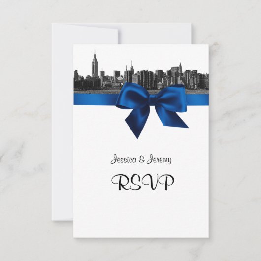 NYC large Skyline Etted BW Royal Blue RSVP #2 (Devant)