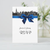 NYC large Skyline Etted BW Royal Blue RSVP #2 (Debout devant)