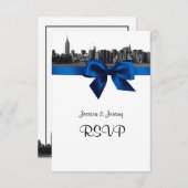 NYC large Skyline Etted BW Royal Blue RSVP #2 (Devant / Derrière)