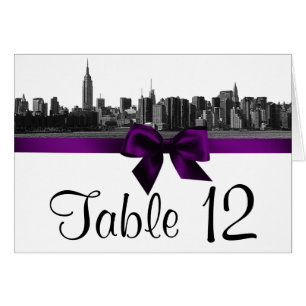 NYC Large Skyline Etted BW violet numéro de table