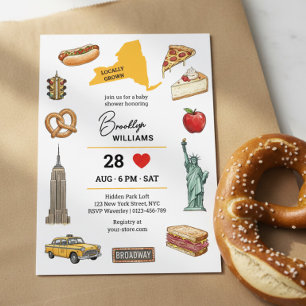 NYC Lokale Groeiende Icoon Schets Baby Shower Kaart