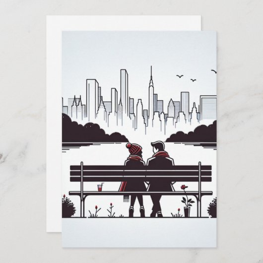 NYC Love Vibe - Modern minimalistisch Feestdagenkaart (Voorkant / Achterkant)